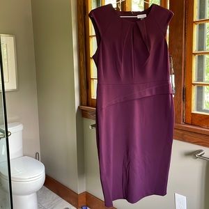 Brand new Calvin Klein work dress. Burgundy. Small mark on fabric - see photo.